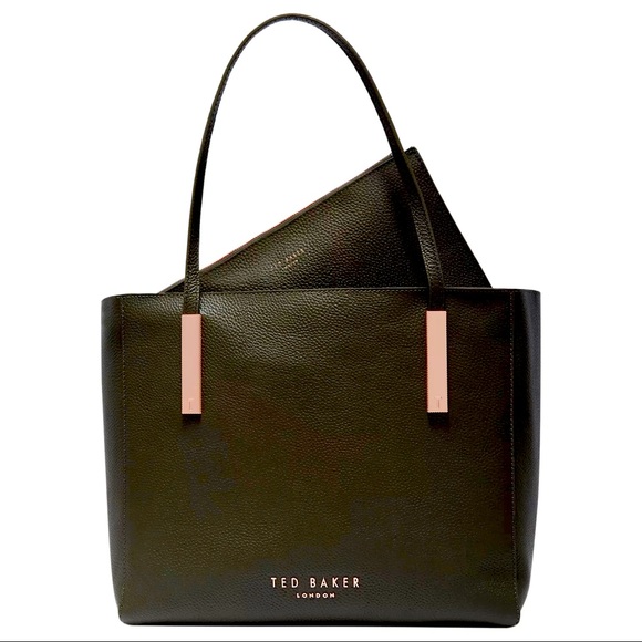 Ted Baker Sarahh Leather Shopper + Large Leather Pouch/Clutch in Black - Picture 3 of 16